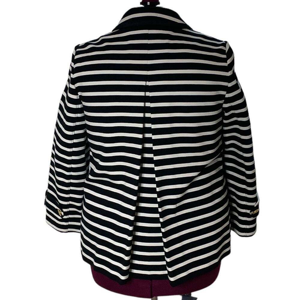 Women's Size 12 Kate Spade Broome Street Black/Cream Stripe Peacoat Jacket - Picture 3 of 12